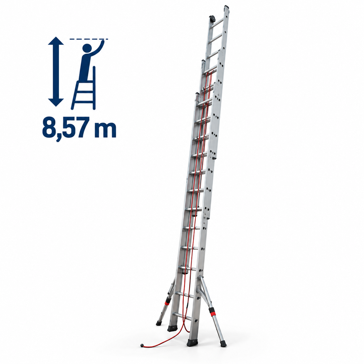 Escalera profesional extensible con cuerda TR3C – 12×3 peldaños