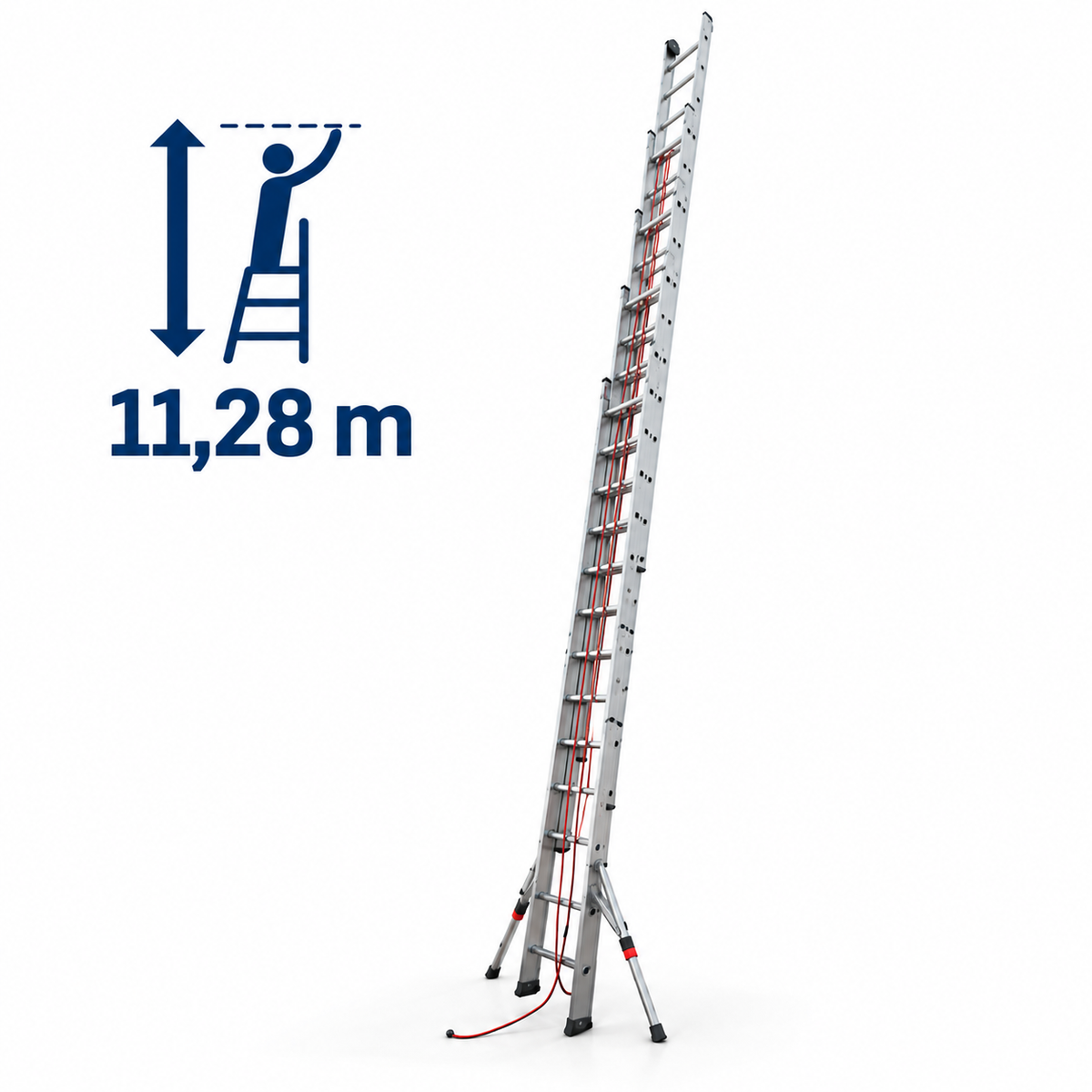 Escalera profesional extensible con cuerda TR3C – 16×3 peldaños