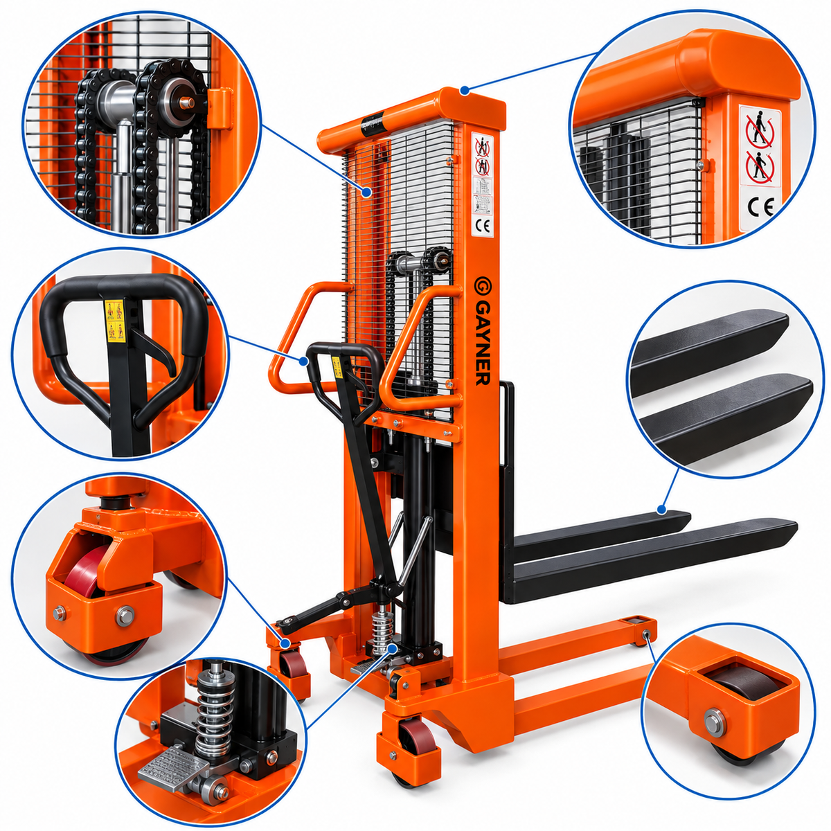 Apilador Manual 1.500 kg Elevación 1,6 m APM-1516