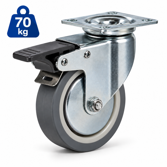 Rueda giratoria con freno 100 mm termo-caucho – BPG2 100 PCL2-FD