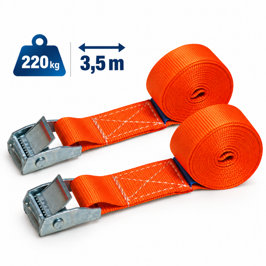 Cinta de amarre 25 mm x 3,5 m – 220 kg – Pack 2 uds.