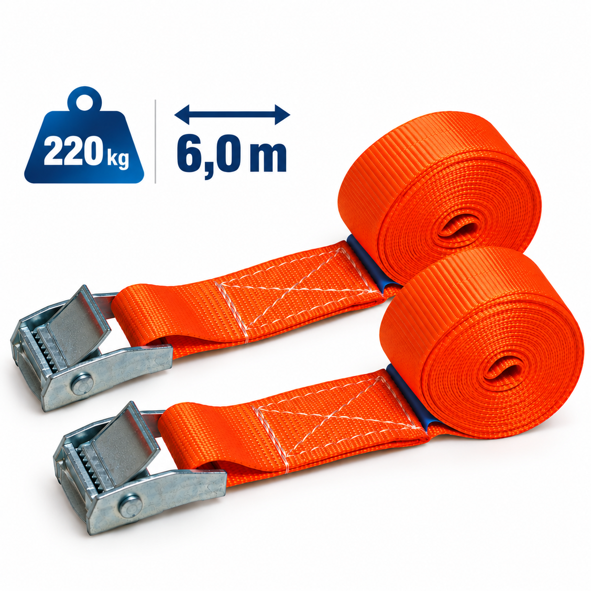 Cinta de amarre 25 mm x 6 m – 220 kg – Pack 2 uds.