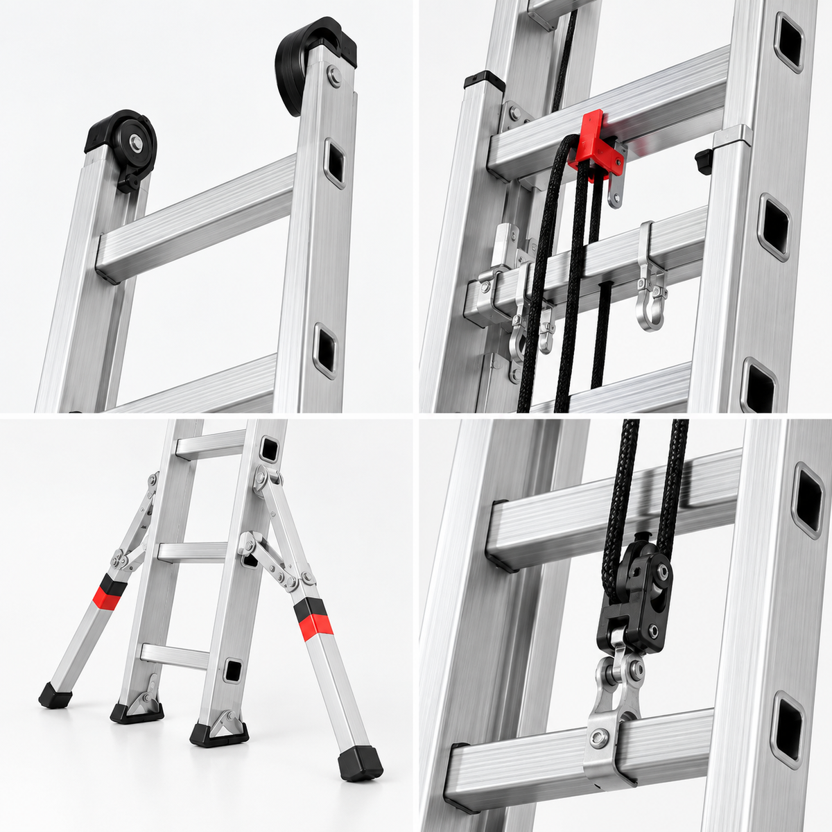 Escalera extensible de aluminio con cuerda 5,12 m – TR2C-5.0