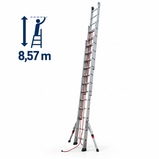 Escalera profesional extensible con cuerda TR3C – 12×3 peldaños