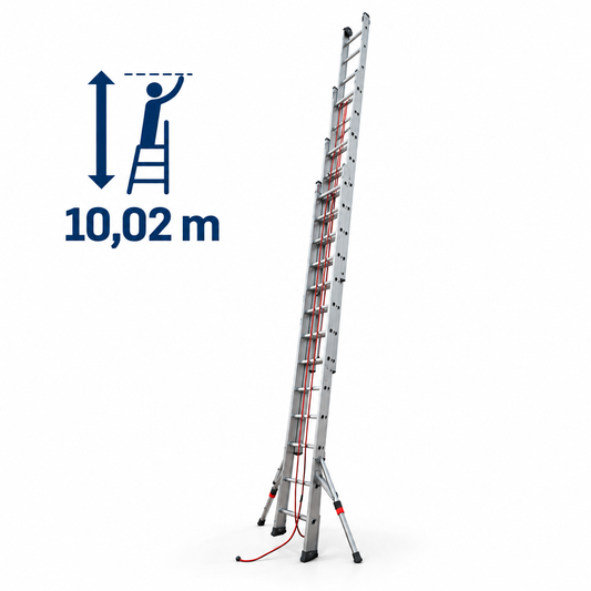 Escalera profesional extensible con cuerda TR3C – 14×3 peldaños