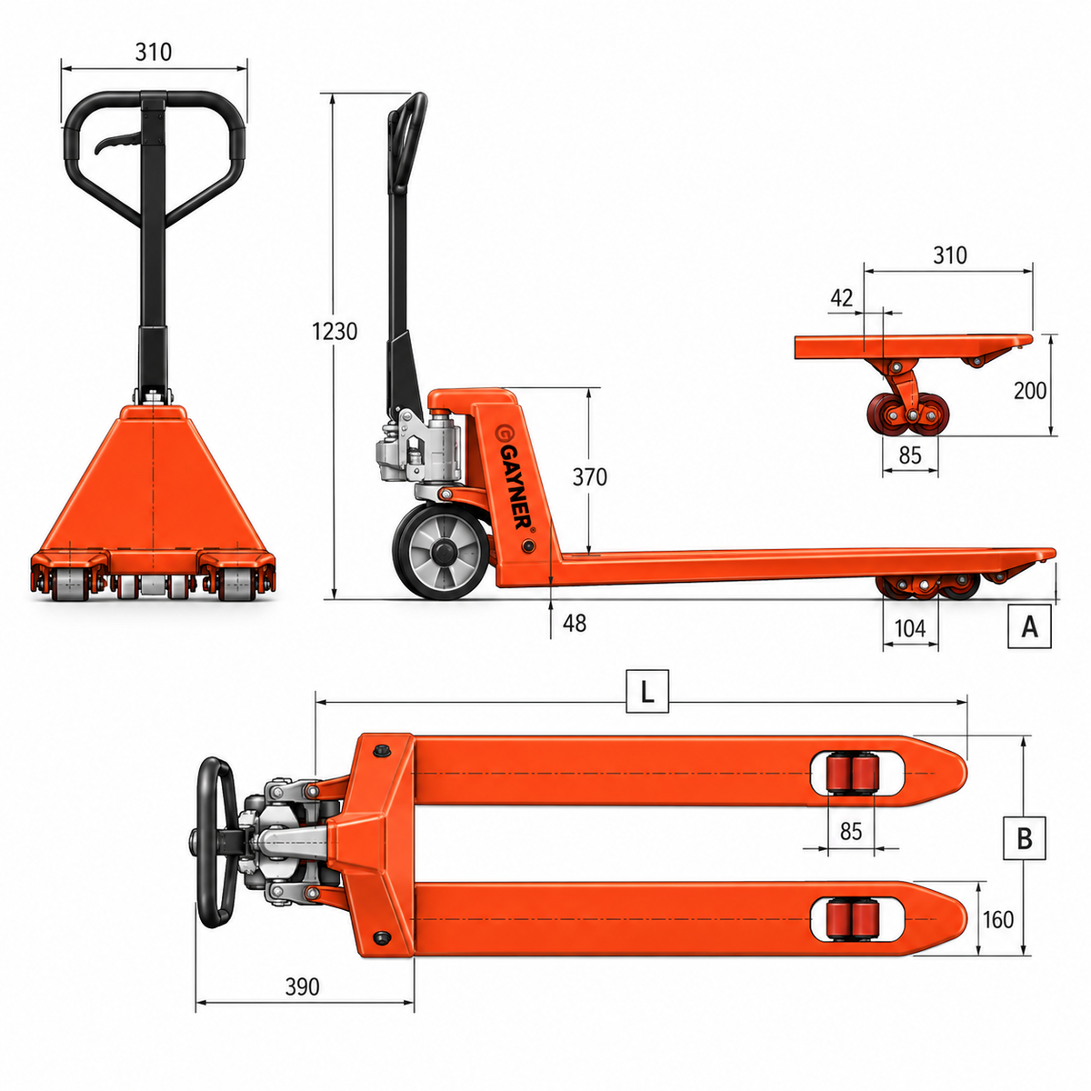 Transpaleta Manual Profesional 2.500 kg TG 2,5 DPC 540x1150 mm